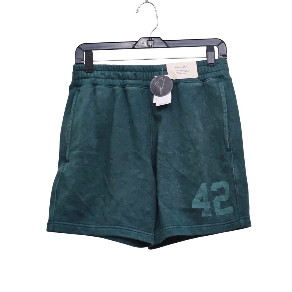 Hollister Fleece Shorts Mens S Green Graphic Zipper Pocket Athletic Lounge